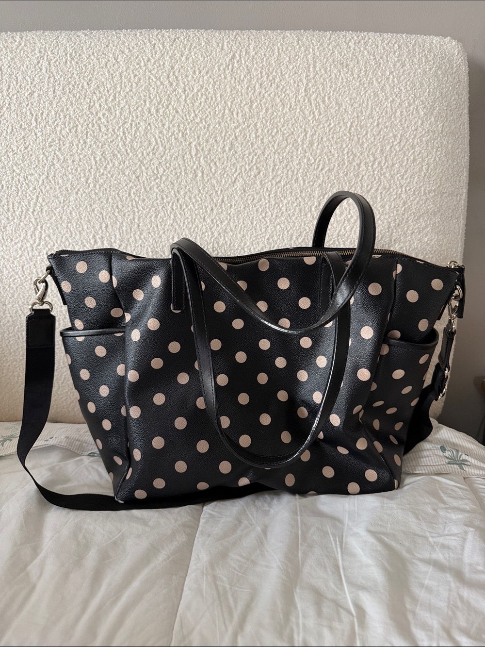 kate spade Black Tote with Light Pink Polka Dots - Picture 2 of 6